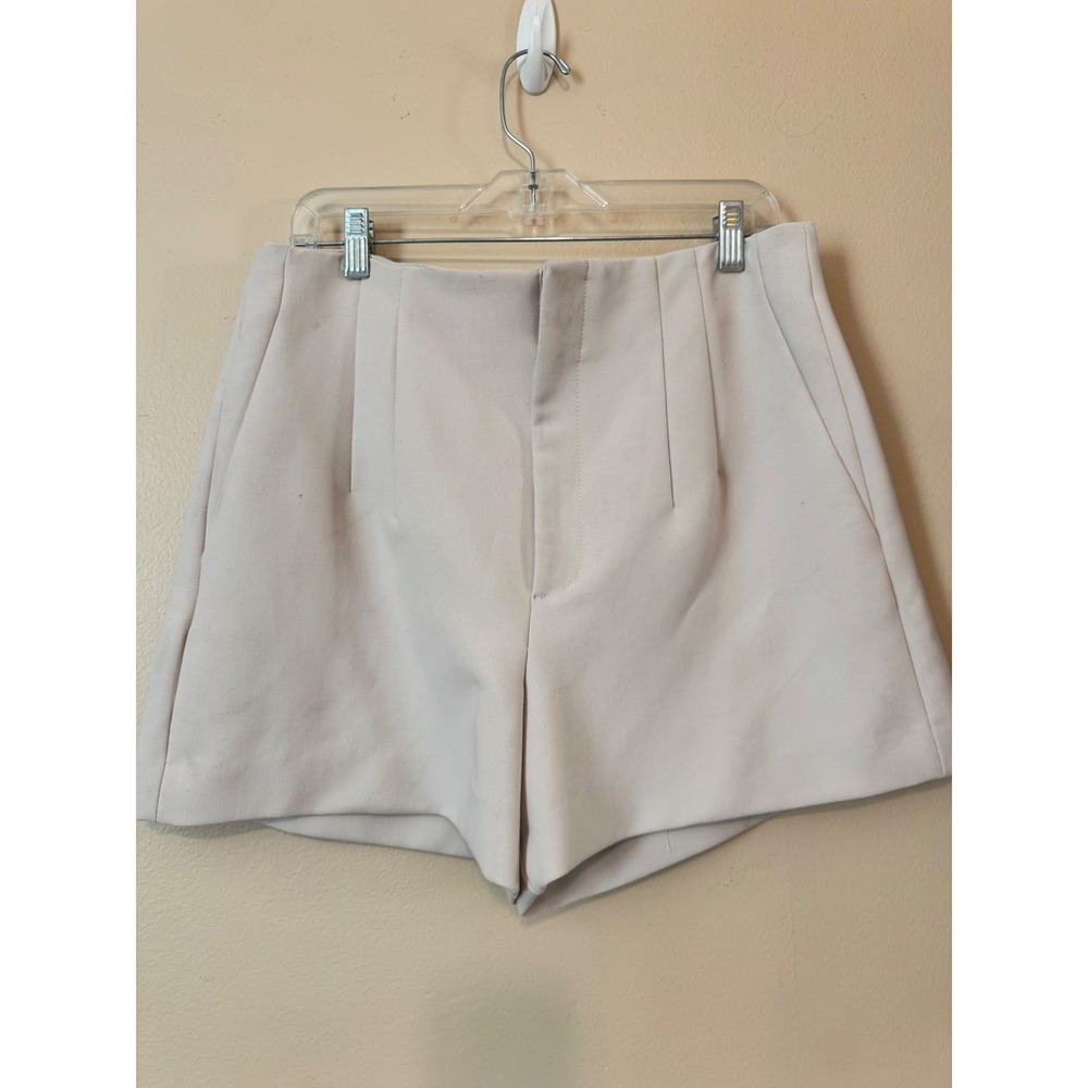 Zara Womens High Waisted Pleated Dress Shorts Beige Tan Size XL 3279/049/712/XL